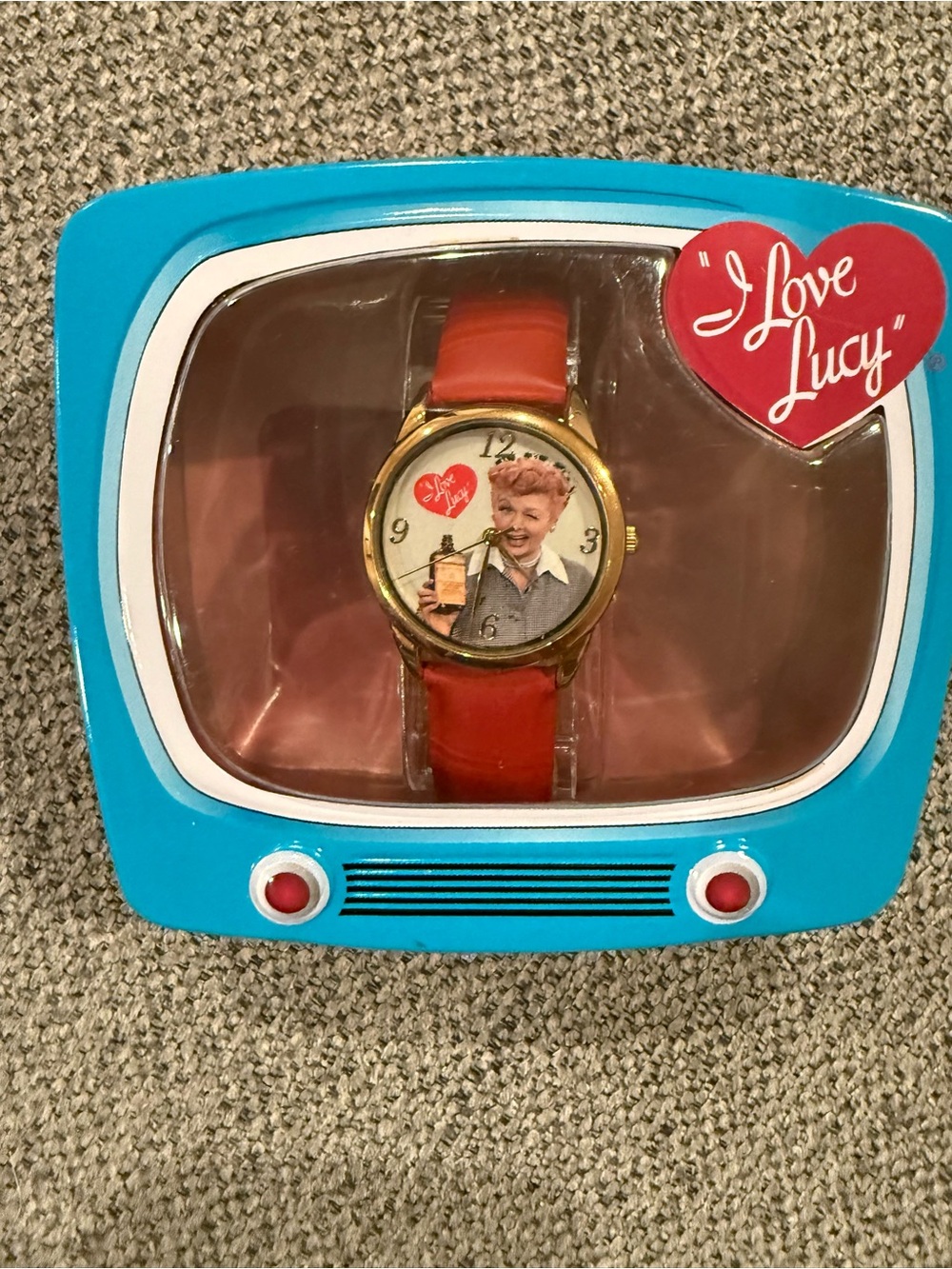 I Love Lucy Vintage Red Leather Strap Wristwatch